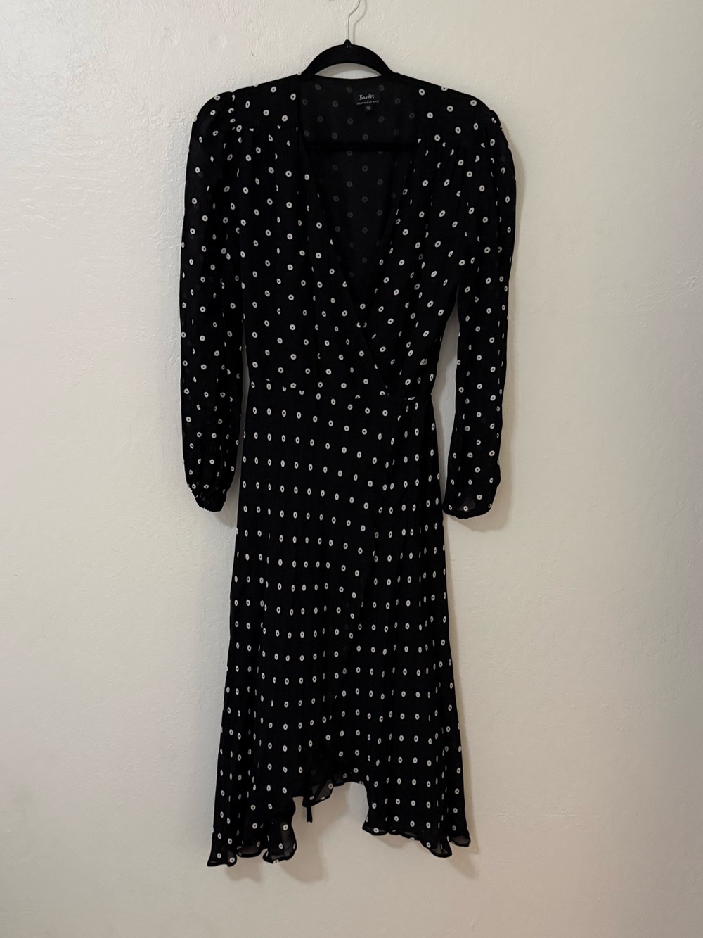 Bardot Black Polka Dot Wrap Midi Dress